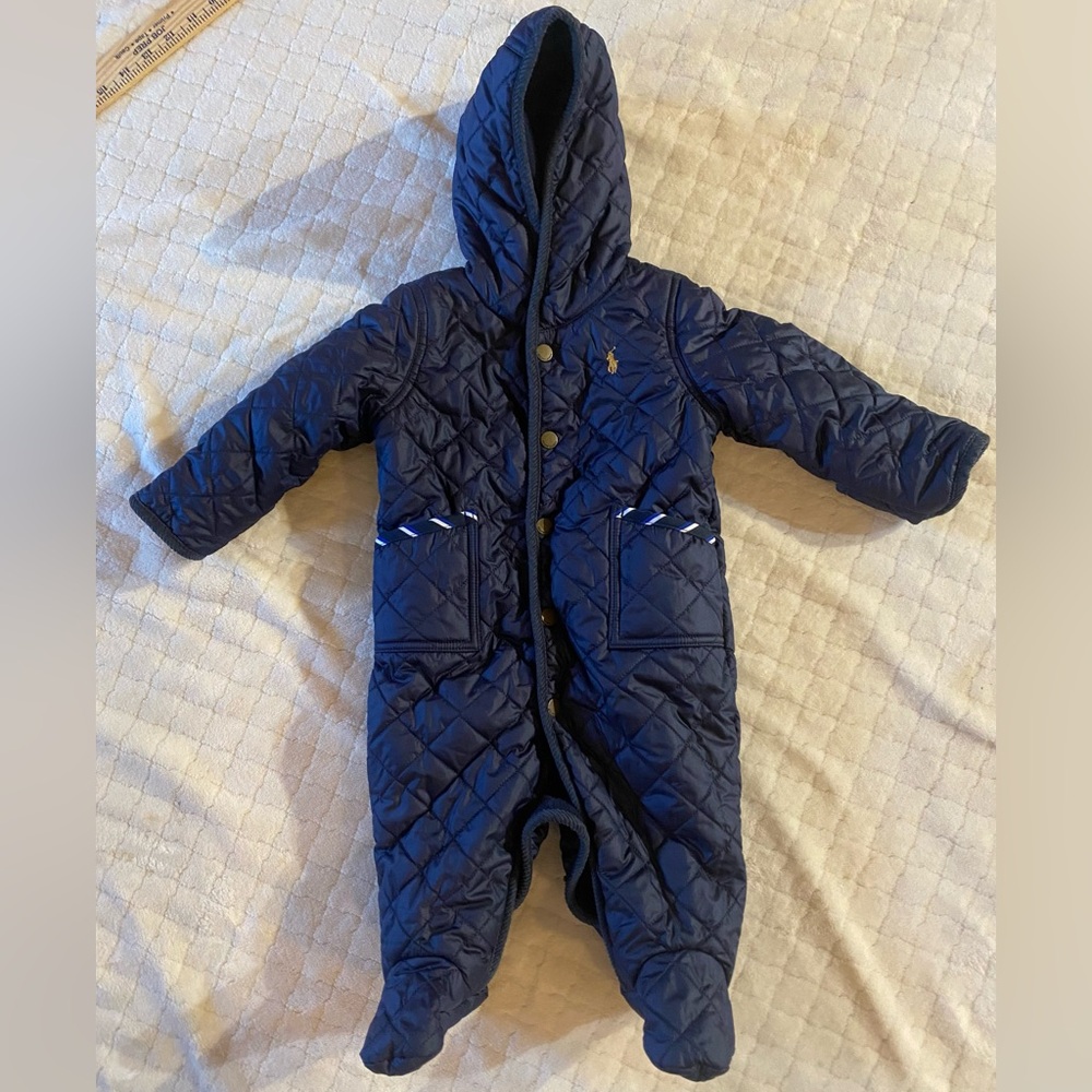 Ralph Lauren POLO Baby Quilted Bunting | Navy 6 Months | Hooded One-Piece GIFT - Picture 4 of 8
